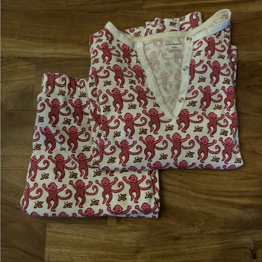 Roller Rabbit Pink Monkey Print Pajamas